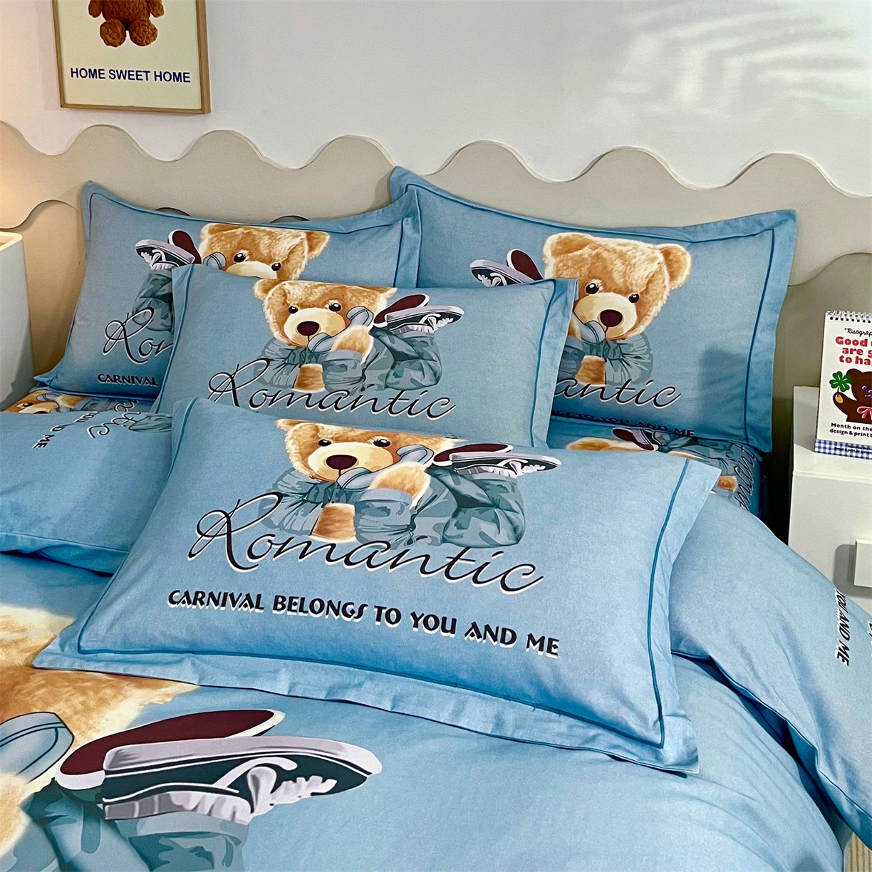 91家纺网 家纺一手货源 找家纺 曼秀琳 2025秋冬新款全棉磨毛印花四件套 你好朋友-兰