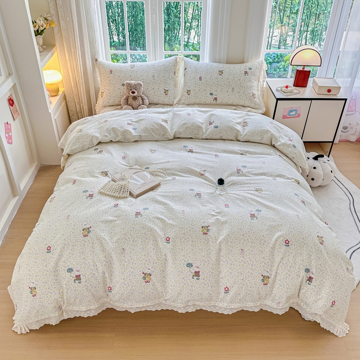 91家纺网 家纺一手货源 找家纺 岚吉家纺 2025新款全棉棉花床盖四件套 兔菲菲