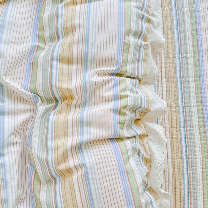 91家纺网 家纺一手货源 找家纺 岚吉家纺 2025新款全棉棉花床盖四件套 黄苏条