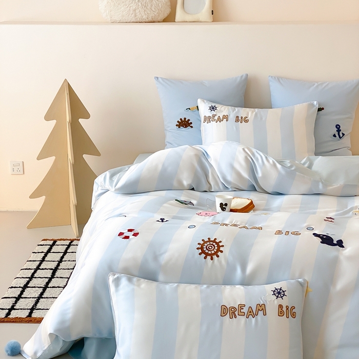 91家纺网 家纺一手货源 找家纺 （总）星野 2025新款双股澳棉长绒棉四件套-海洋之心