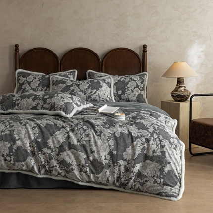 91家纺网 家纺一手货源 找家纺 （总）迷尚家居 2025新款复古色织棉麻牛奶绒棉加绒四件套