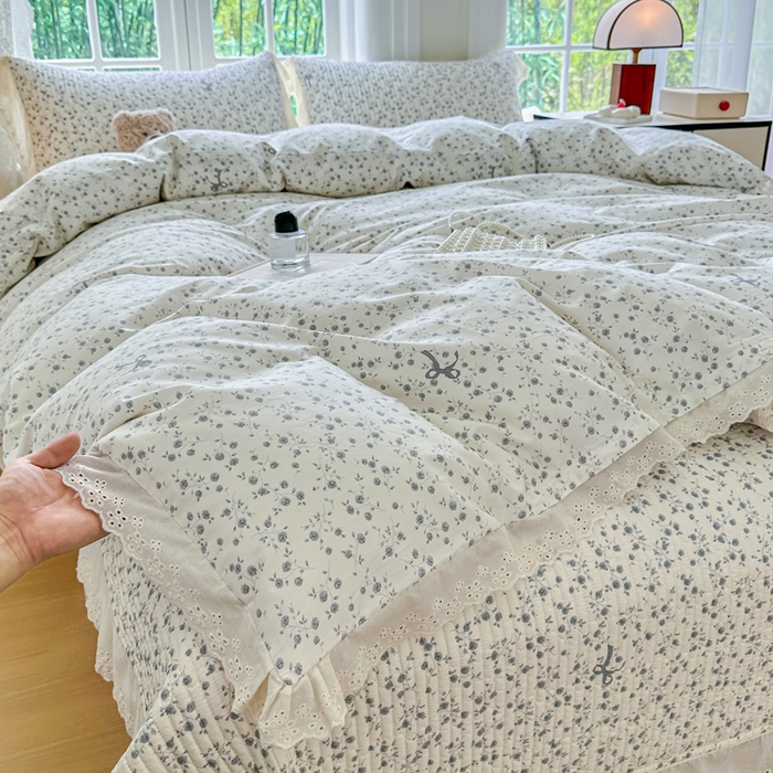 91家纺网 家纺一手货源 找家纺 岚吉家纺 2025新款全棉棉花床盖四件套 向晚