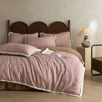 91家纺网 家纺一手货源 找家纺 （总）迷尚家居 2025新款复古色织棉麻牛奶绒棉加绒四件套