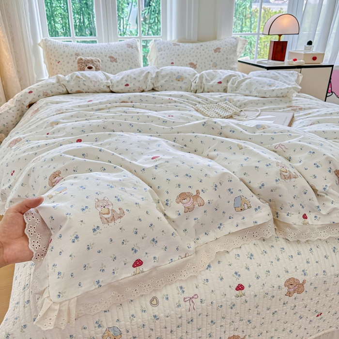 91家纺网 家纺一手货源 找家纺 岚吉家纺 2025新款全棉棉花床盖四件套 蘑菇狗