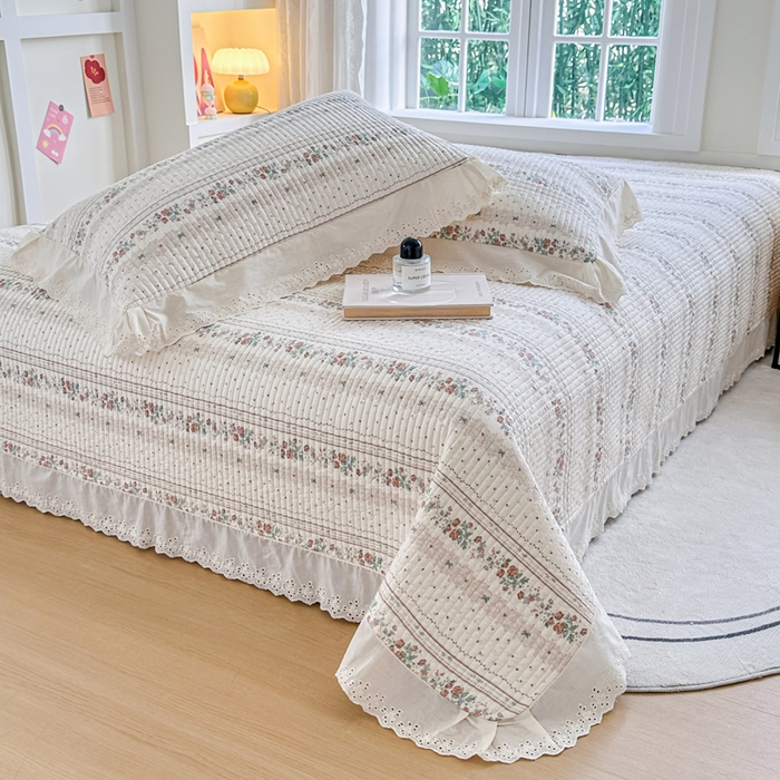 91家纺网 家纺一手货源 找家纺 岚吉家纺 2025新款全棉棉花床盖四件套 秋日玫瑰