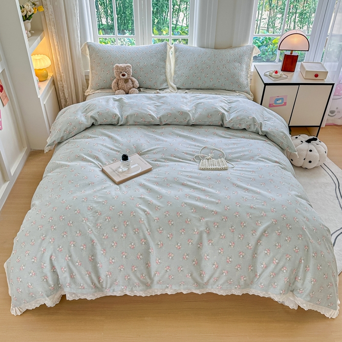 91家纺网 家纺一手货源 找家纺 岚吉家纺 2025新款全棉棉花床盖四件套 游花间