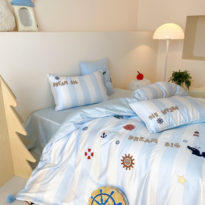 91家纺网 家纺一手货源 找家纺 （总）星野 2025新款双股澳棉长绒棉四件套-海洋之心