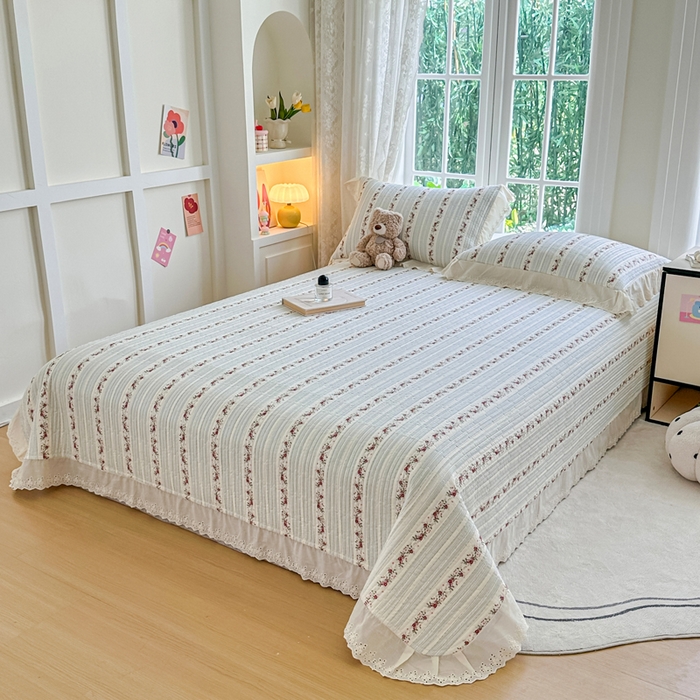 91家纺网 家纺一手货源 找家纺 岚吉家纺 2025新款全棉棉花床盖四件套 蓝美人