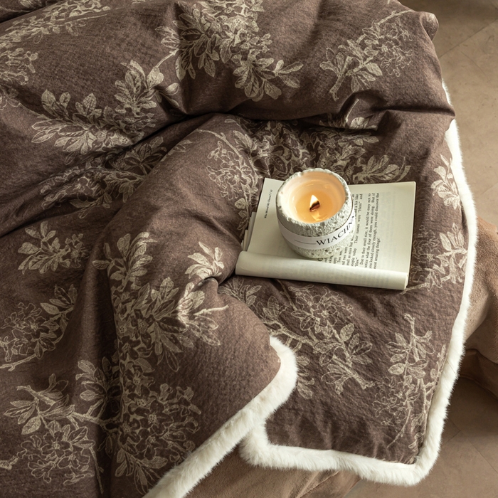 91家纺网 家纺一手货源 找家纺 （总）迷尚家居 2025新款复古色织棉麻牛奶绒棉加绒四件套