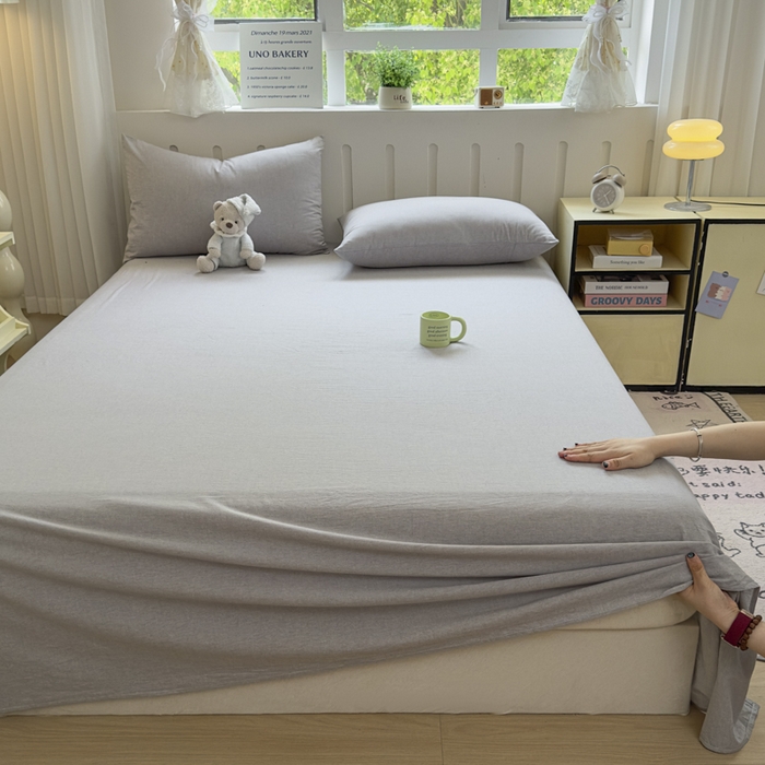 91家纺网 家纺一手货源 找家纺 （总）晚依家纺 2025新款A类色织全棉纯棉水洗棉床笠单件纯棉格子纯色学生宿舍定制定做