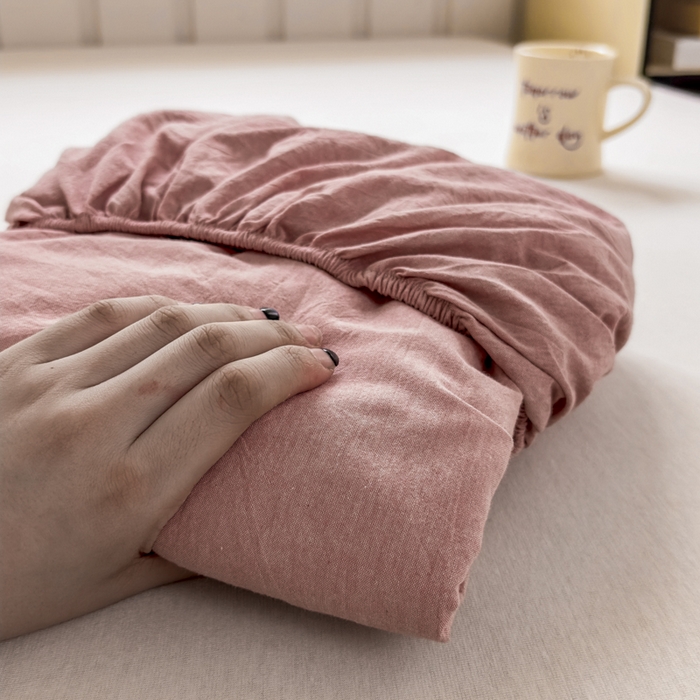 91家纺网 家纺一手货源 找家纺 （总）晚依家纺 2025新款A类色织全棉纯棉水洗棉床笠单件纯棉格子纯色学生宿舍定制定做