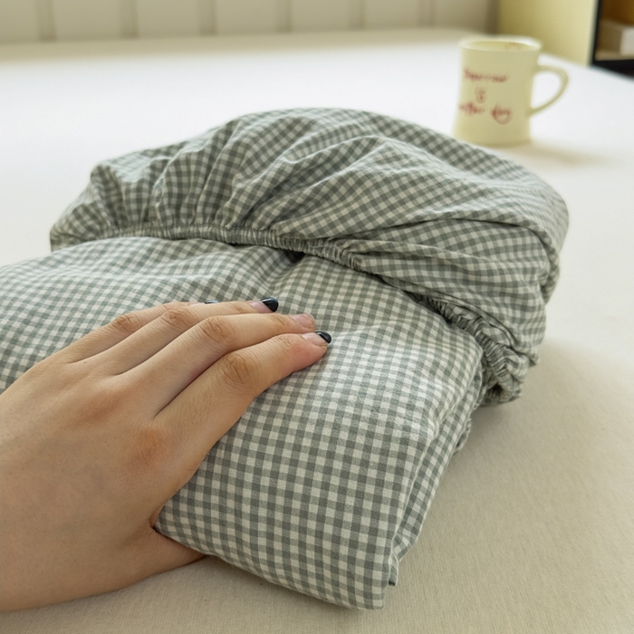 91家纺网 家纺一手货源 找家纺 （总）晚依家纺 2025新款A类色织全棉纯棉水洗棉床笠单件纯棉格子纯色学生宿舍定制定做