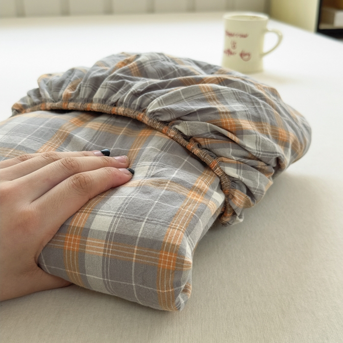 91家纺网 家纺一手货源 找家纺 （总）晚依家纺 2025新款A类色织全棉纯棉水洗棉床笠单件纯棉格子纯色学生宿舍定制定做