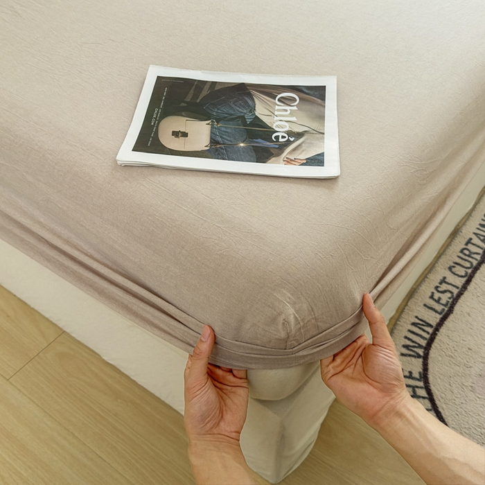 91家纺网 家纺一手货源 找家纺 晚依家纺 2025新款A类色织全棉纯棉水洗棉床笠单件纯棉格子纯色学生宿舍定制定做 纯色-土密