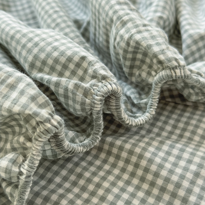 91家纺网 家纺一手货源 找家纺 晚依家纺 2025新款A类色织全棉纯棉水洗棉床笠单件纯棉格子纯色学生宿舍定制定做 密格-草绿