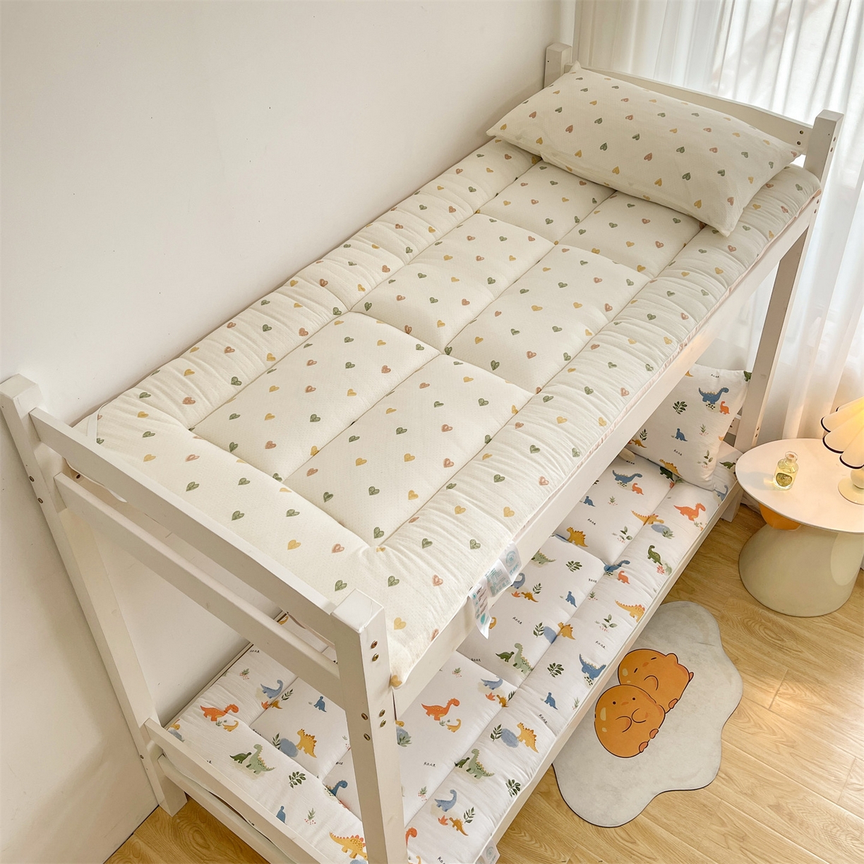 91家纺网 家纺一手货源 找家纺 雯豆2025秋冬新品棉花床褥学生宿舍床垫床护垫加厚双层纱大学生床褥子 棉花床褥-爱心