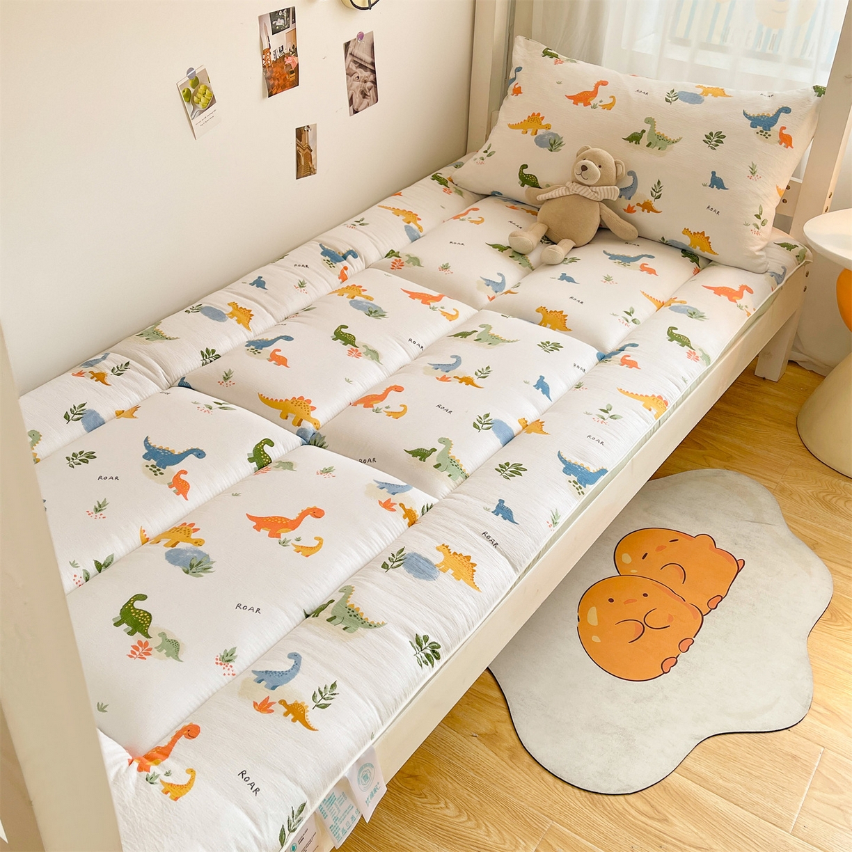 91家纺网 家纺一手货源 找家纺 雯豆2025秋冬新品棉花床褥学生宿舍床垫床护垫加厚双层纱大学生床褥子 棉花床褥-恐龙