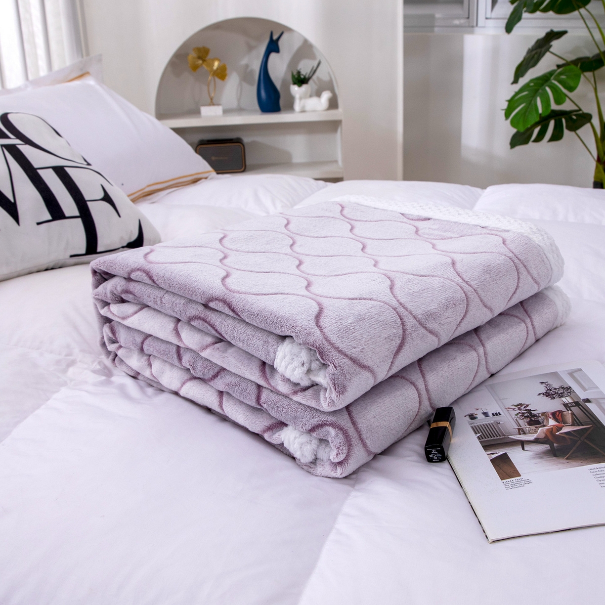 91家纺网 家纺一手货源 找家纺 来菲毛毯 2025新款3D雕花法兰绒毛毯 波纹