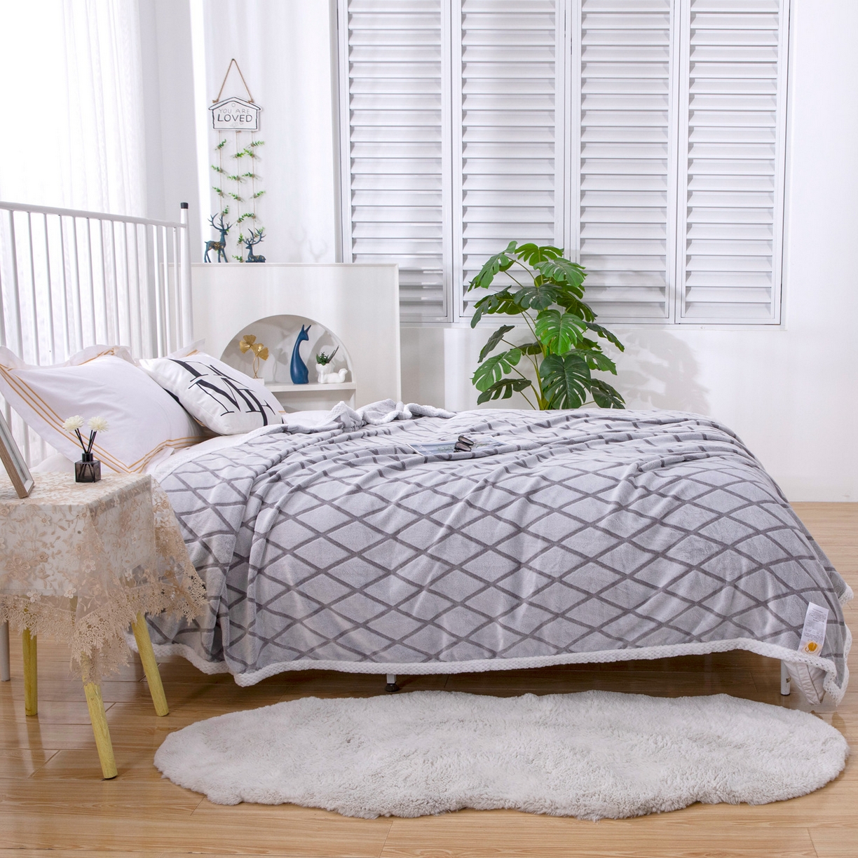 91家纺网 家纺一手货源 找家纺 来菲毛毯 2025新款3D雕花法兰绒毛毯 菱形