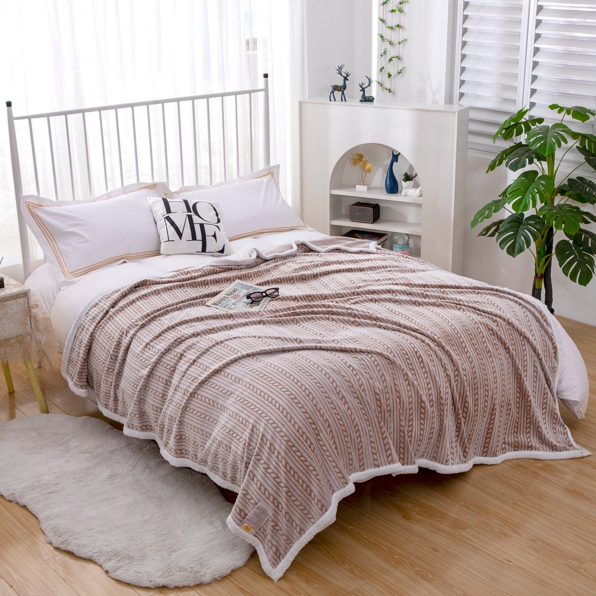 91家纺网 家纺一手货源 找家纺 来菲毛毯 2025新款3D雕花法兰绒毛毯 麻花