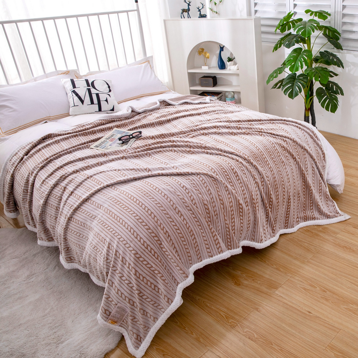 91家纺网 家纺一手货源 找家纺 来菲毛毯 2025新款3D雕花法兰绒毛毯 麻花