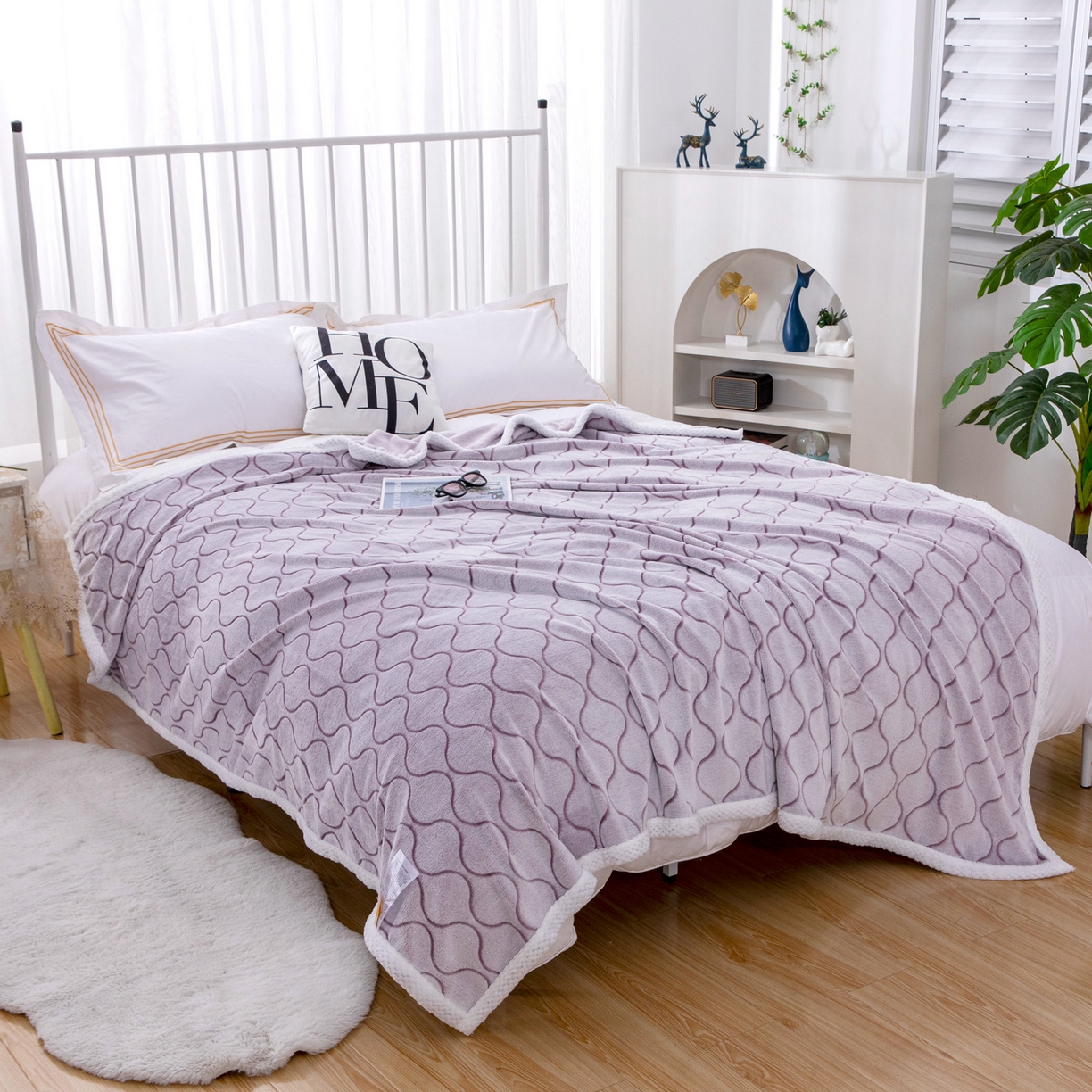 91家纺网 家纺一手货源 找家纺 来菲毛毯 2025新款3D雕花法兰绒毛毯 波纹