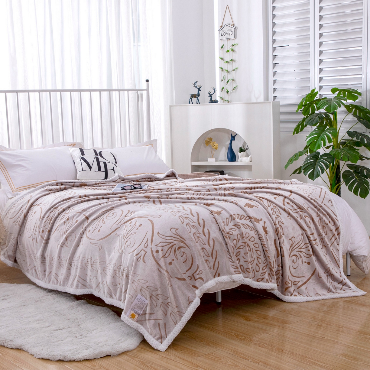 91家纺网 家纺一手货源 找家纺 来菲毛毯 2025新款3D雕花法兰绒毛毯 凤尾