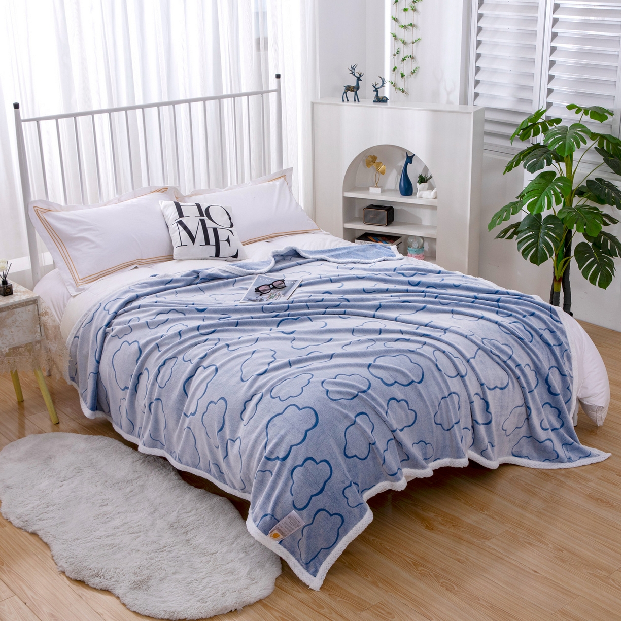 91家纺网 家纺一手货源 找家纺 来菲毛毯 2025新款3D雕花法兰绒毛毯 云朵