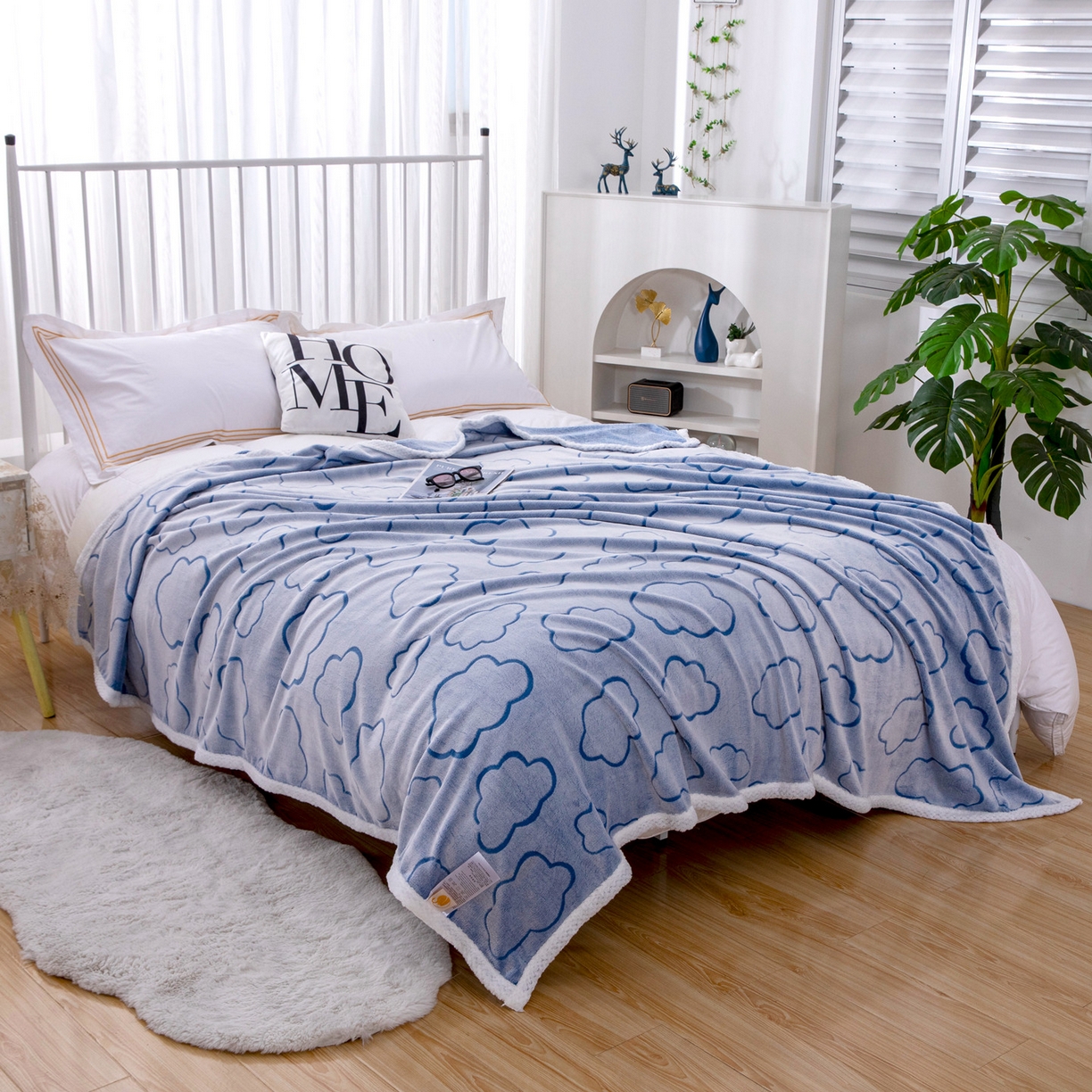 91家纺网 家纺一手货源 找家纺 来菲毛毯 2025新款3D雕花法兰绒毛毯 云朵