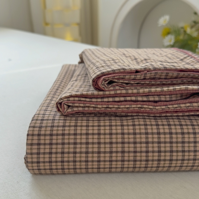 91家纺网 家纺一手货源 找家纺 晚依家纺 2025新款A类色织全棉纯棉水洗棉床笠单件纯棉格子纯色学生宿舍定制定做 沐风-粉红