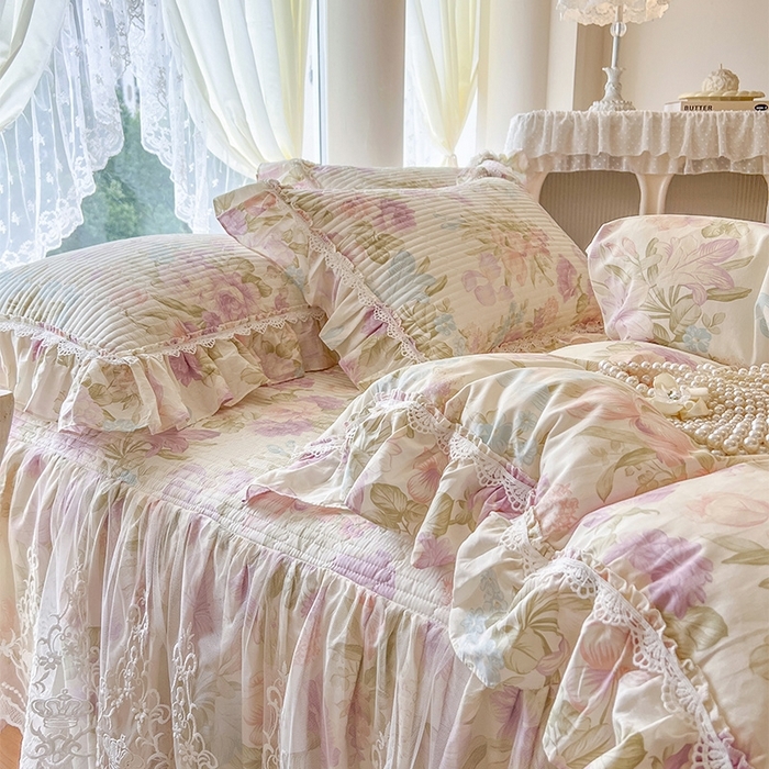 91家纺网 家纺一手货源 找家纺 （总）瑞宝 2025新款法式全棉纯棉印花床裙四件套