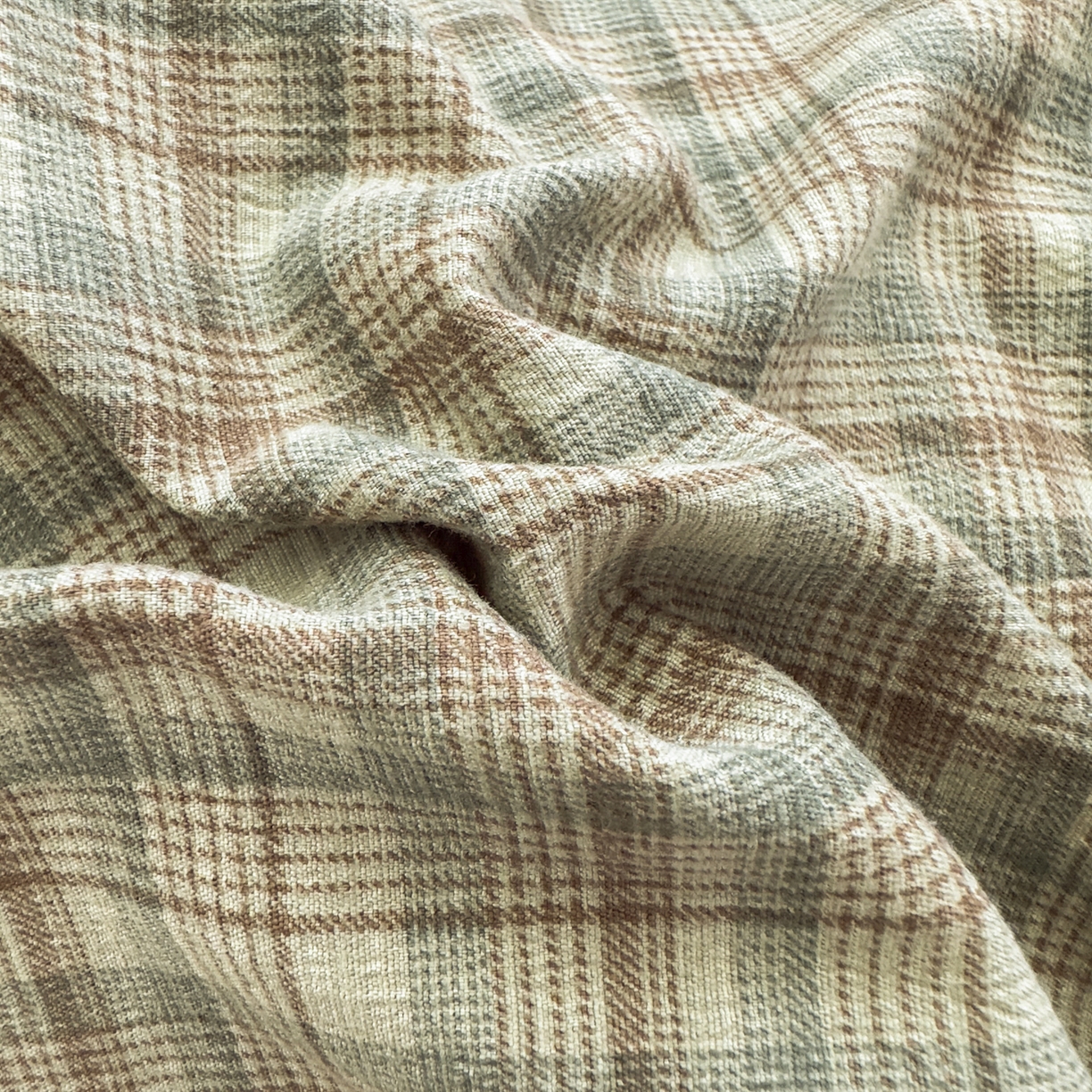 91家纺网 家纺一手货源 找家纺 亨通家纺 2025新款复古原麻双层纱格子系列四件套 青格漫眠