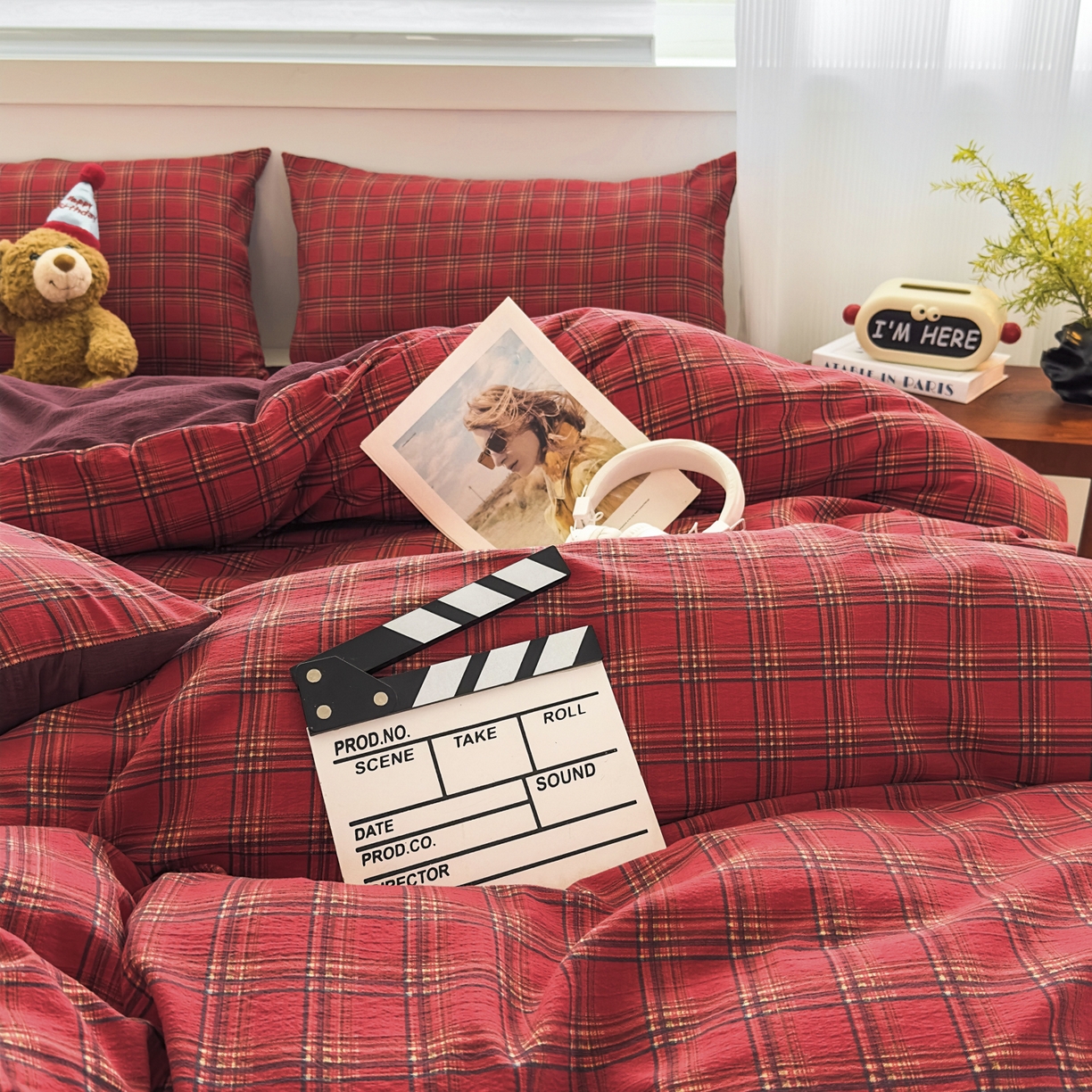 91家纺网 家纺一手货源 找家纺 （总）亨通家纺 2025新款复古原麻双层纱格子系列四件套