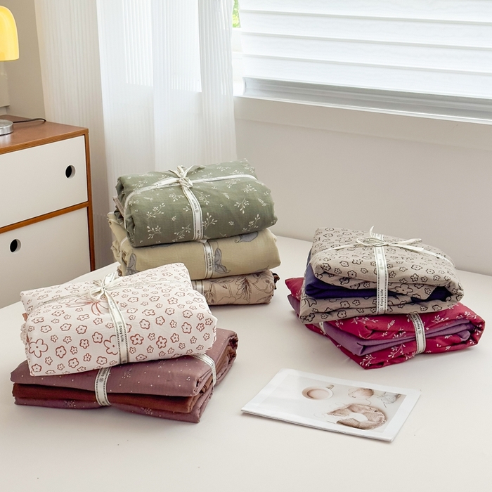 91家纺网 家纺一手货源 找家纺 （总）亨通家纺 2025新款复古原麻双层纱臻至系列四件套