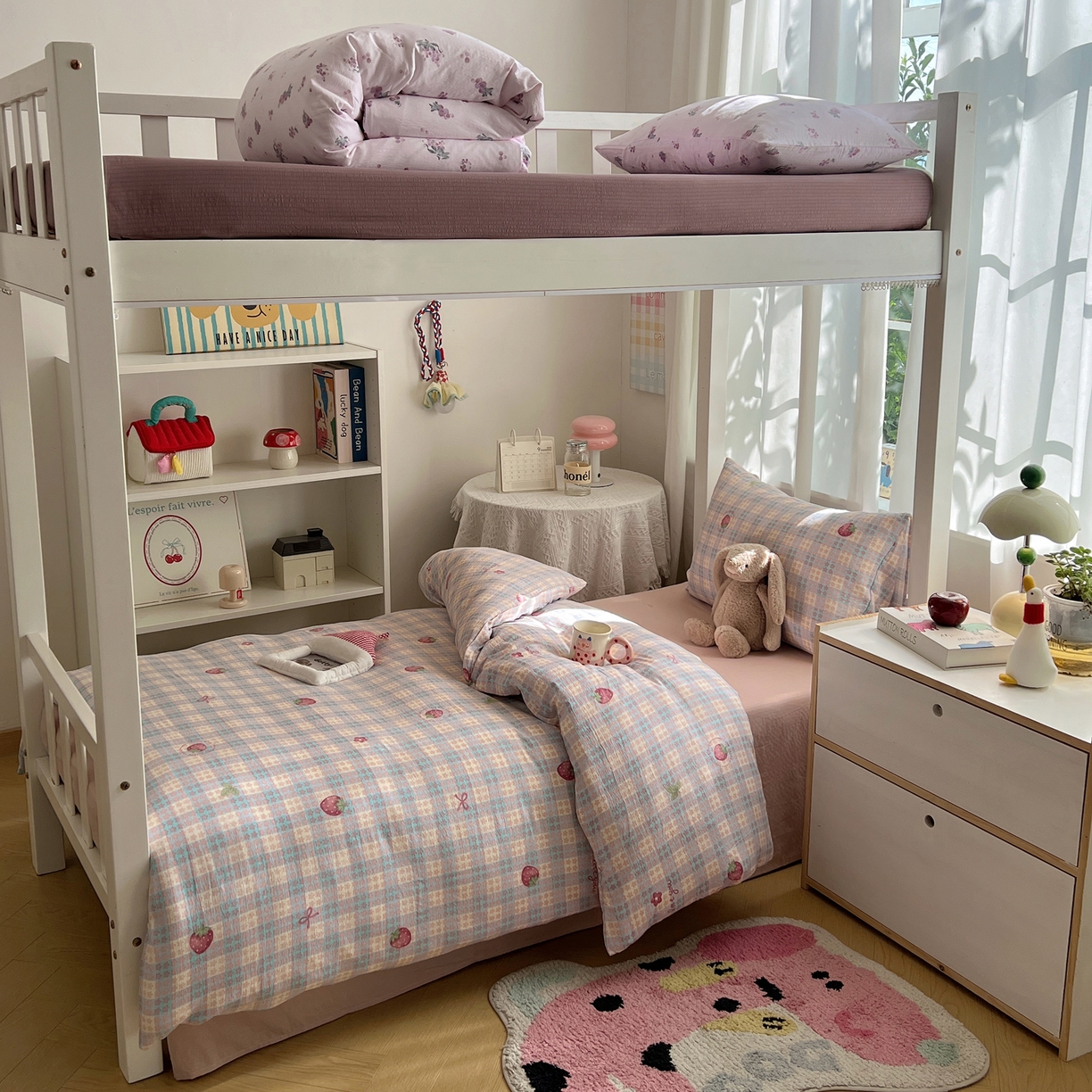 91家纺网 家纺一手货源 找家纺 （总）韩巢家纺 2025新款双层纱学生季床铺单件被套宿舍寝室上下铺三件套