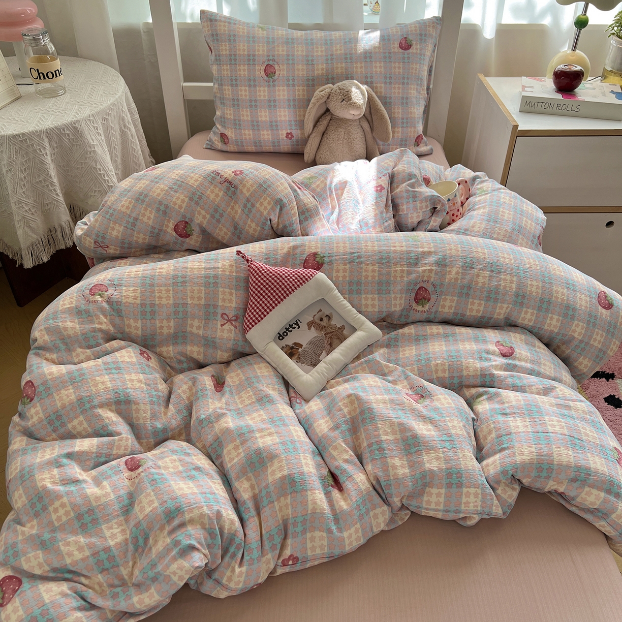 91家纺网 家纺一手货源 找家纺 （总）韩巢家纺 2025新款双层纱学生季床铺单件被套宿舍寝室上下铺三件套