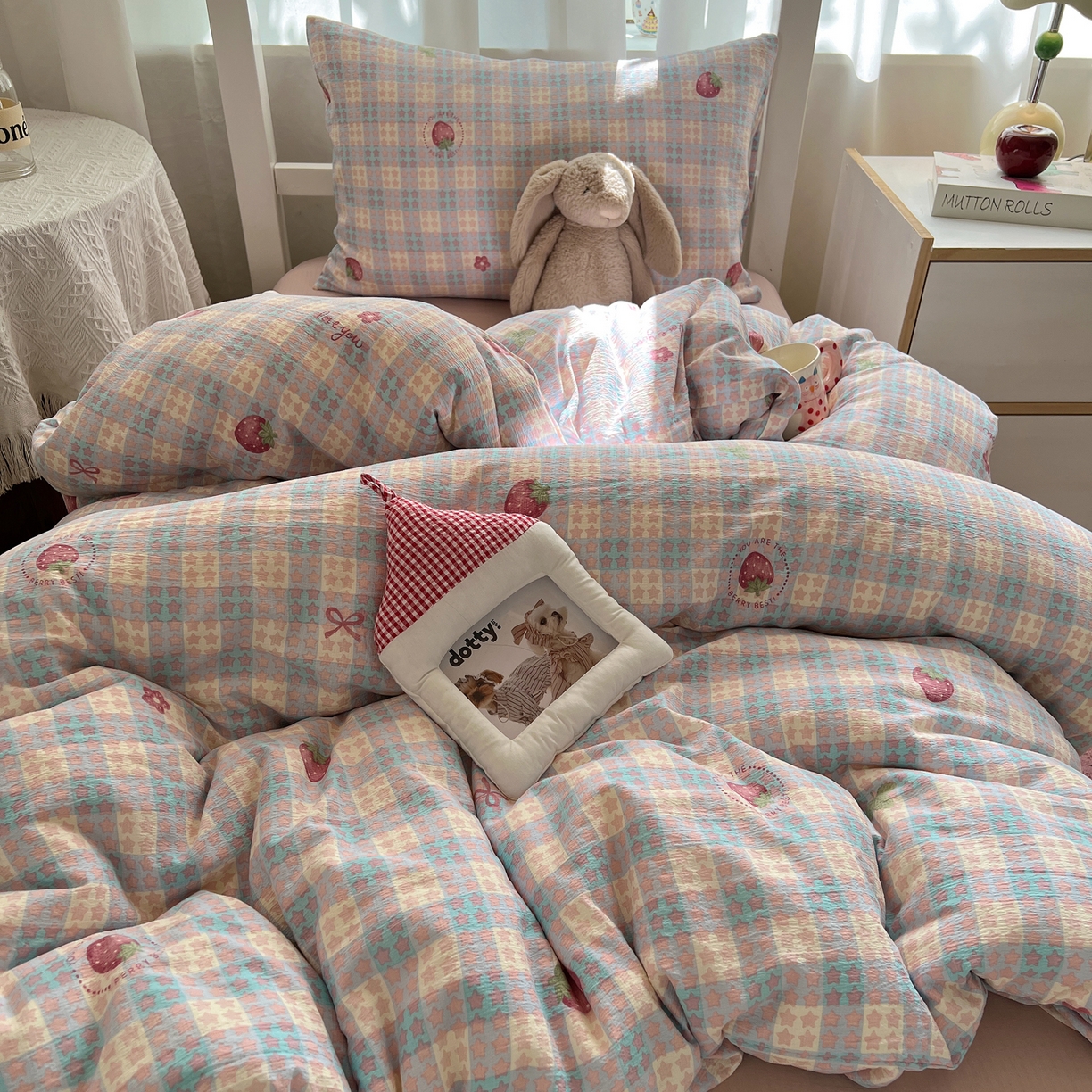 91家纺网 家纺一手货源 找家纺 （总）韩巢家纺 2025新款双层纱学生季床铺单件被套宿舍寝室上下铺三件套