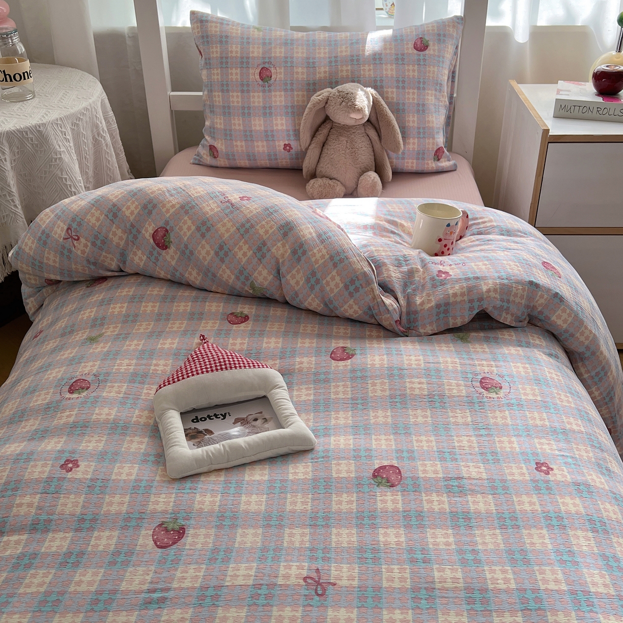 91家纺网 家纺一手货源 找家纺 （总）韩巢家纺 2025新款双层纱学生季床铺单件被套宿舍寝室上下铺三件套