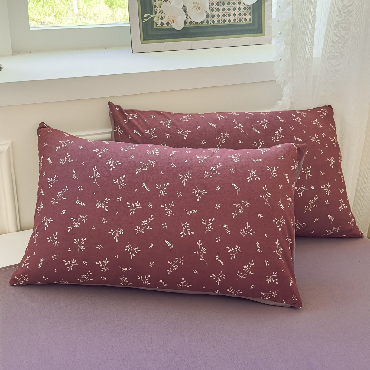 91家纺网 家纺一手货源 找家纺 亨通家纺 2025新款复古原麻双层纱臻至系列四件套 绯色花蔓