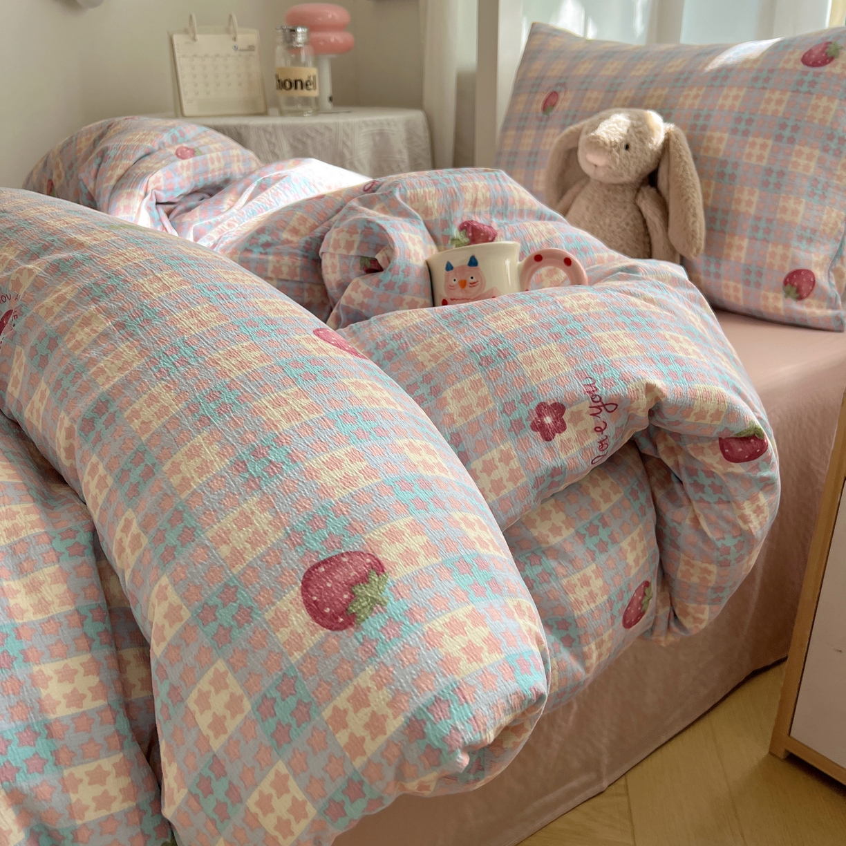 91家纺网 家纺一手货源 找家纺 （总）韩巢家纺 2025新款双层纱学生季床铺单件被套宿舍寝室上下铺三件套