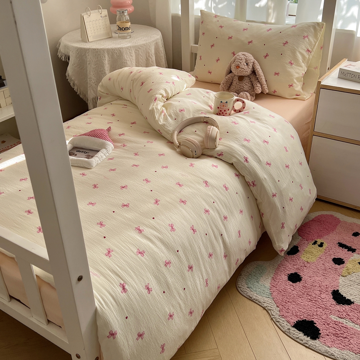 91家纺网 家纺一手货源 找家纺 （总）韩巢家纺 2025新款双层纱学生季床铺单件被套宿舍寝室上下铺三件套