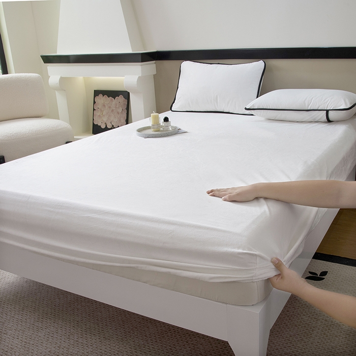 91家纺网 家纺一手货源 找家纺 茗婷2025水晶绒保暖防水床笠供跨境外贸亚马逊外贸尺寸不支持退货 典雅白