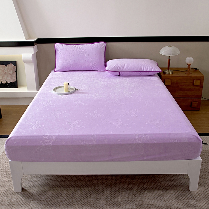 茗婷2025水晶绒保暖防水床笠供跨境外贸亚马逊外贸尺寸不支持退货 丁香紫