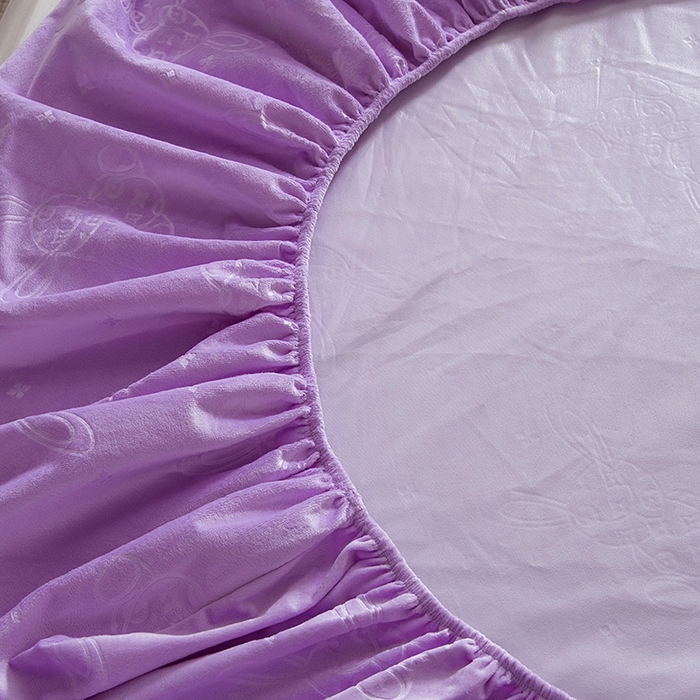 91家纺网 家纺一手货源 找家纺 茗婷2025水晶绒保暖防水床笠供跨境外贸亚马逊外贸尺寸不支持退货 丁香紫