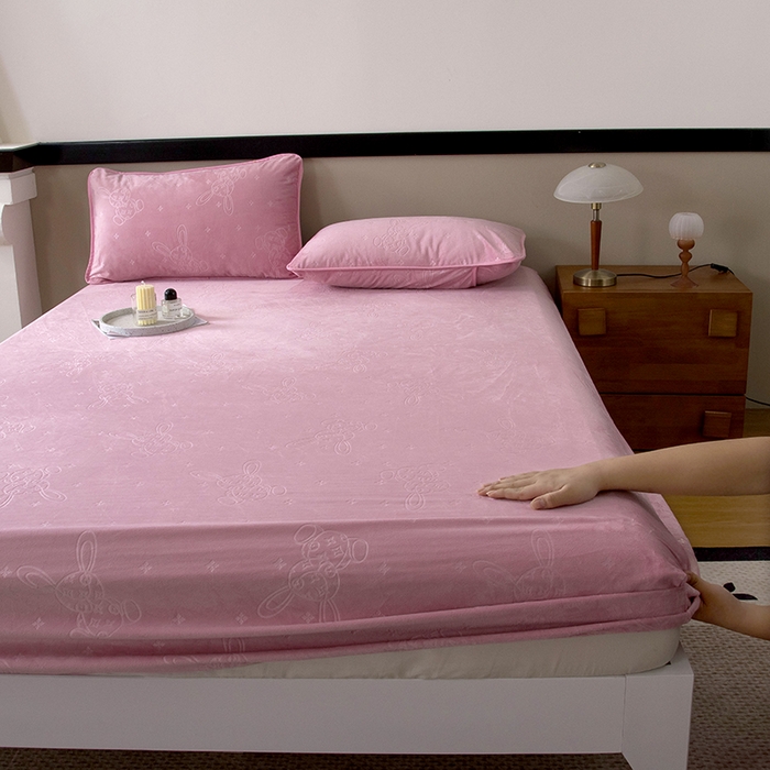 91家纺网 家纺一手货源 找家纺 茗婷2025水晶绒保暖防水床笠供跨境外贸亚马逊外贸尺寸不支持退货 豆沙