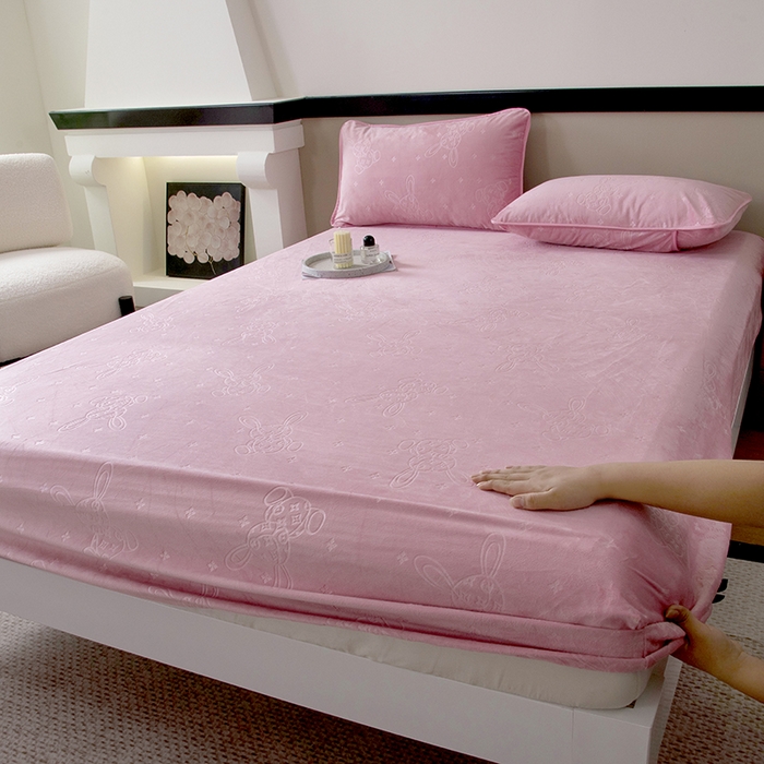 91家纺网 家纺一手货源 找家纺 茗婷2025水晶绒保暖防水床笠供跨境外贸亚马逊外贸尺寸不支持退货 豆沙