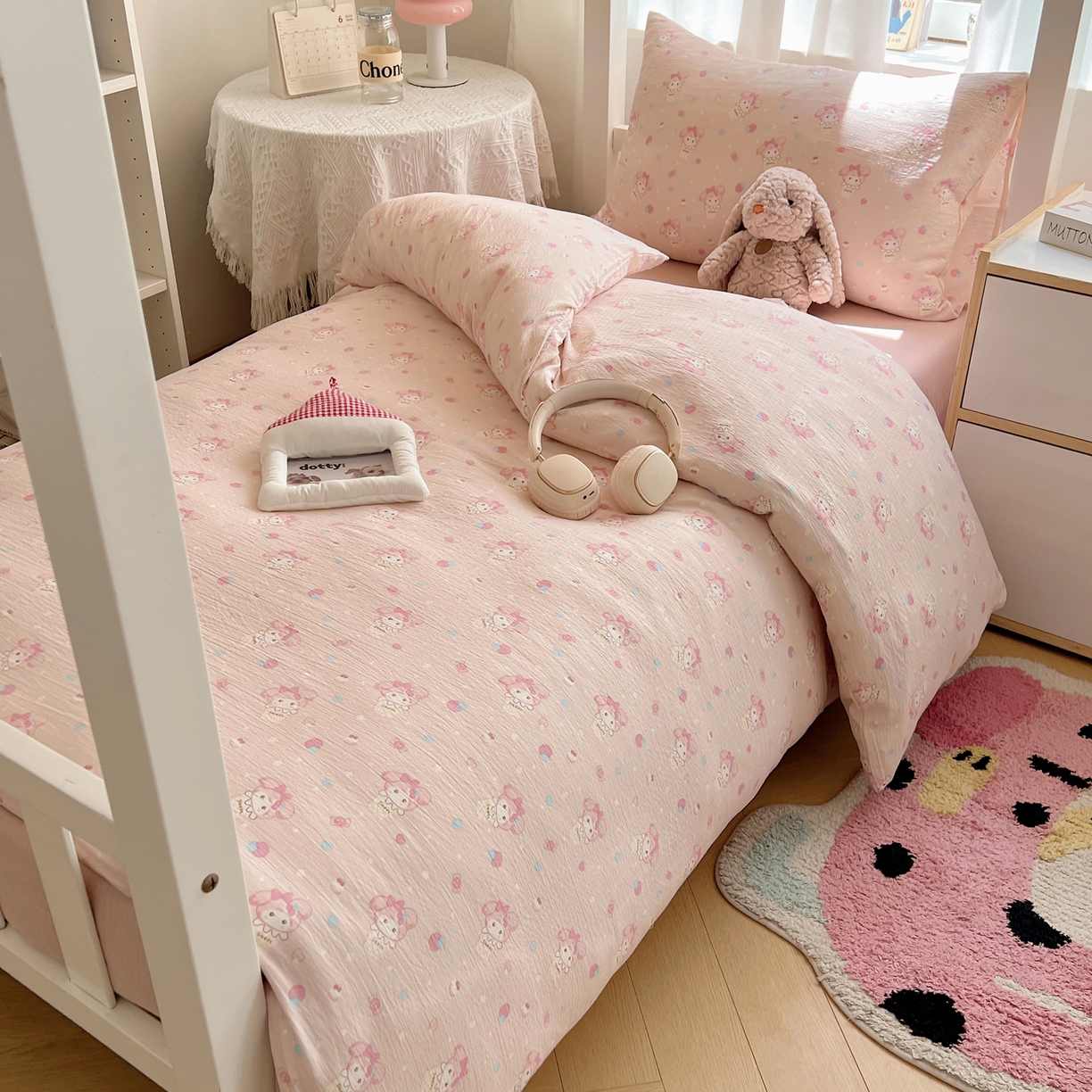 91家纺网 家纺一手货源 找家纺 （总）韩巢家纺 2025新款双层纱学生季床铺单件被套宿舍寝室上下铺三件套