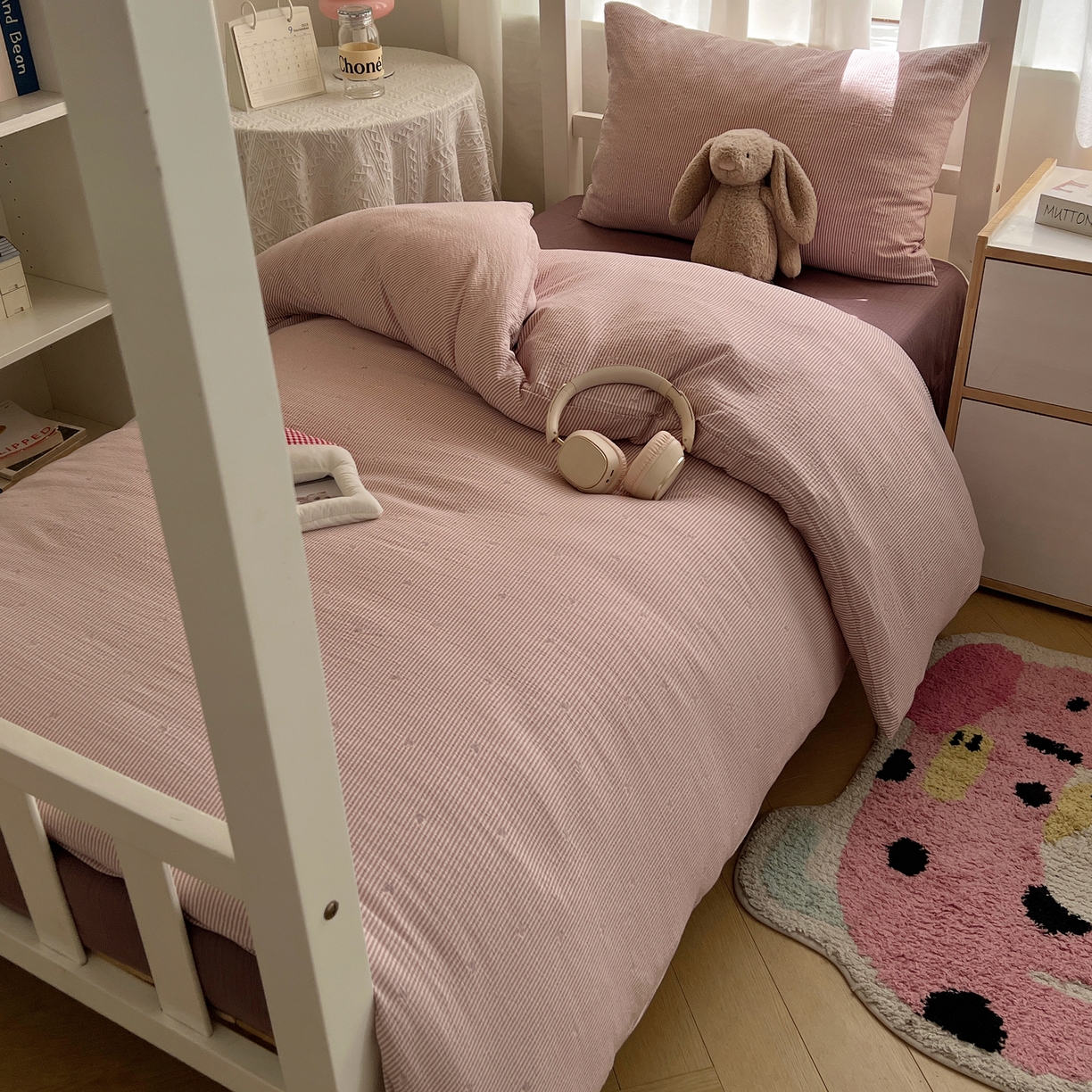 91家纺网 家纺一手货源 找家纺 （总）韩巢家纺 2025新款双层纱学生季床铺单件被套宿舍寝室上下铺三件套