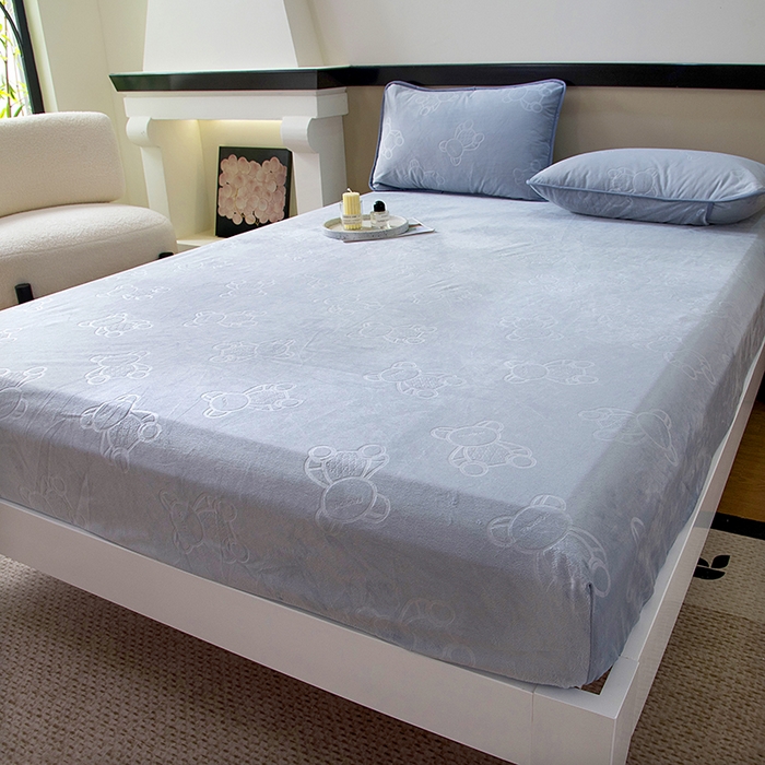 91家纺网 家纺一手货源 找家纺 茗婷2025水晶绒保暖防水床笠供跨境外贸亚马逊外贸尺寸不支持退货 浅灰