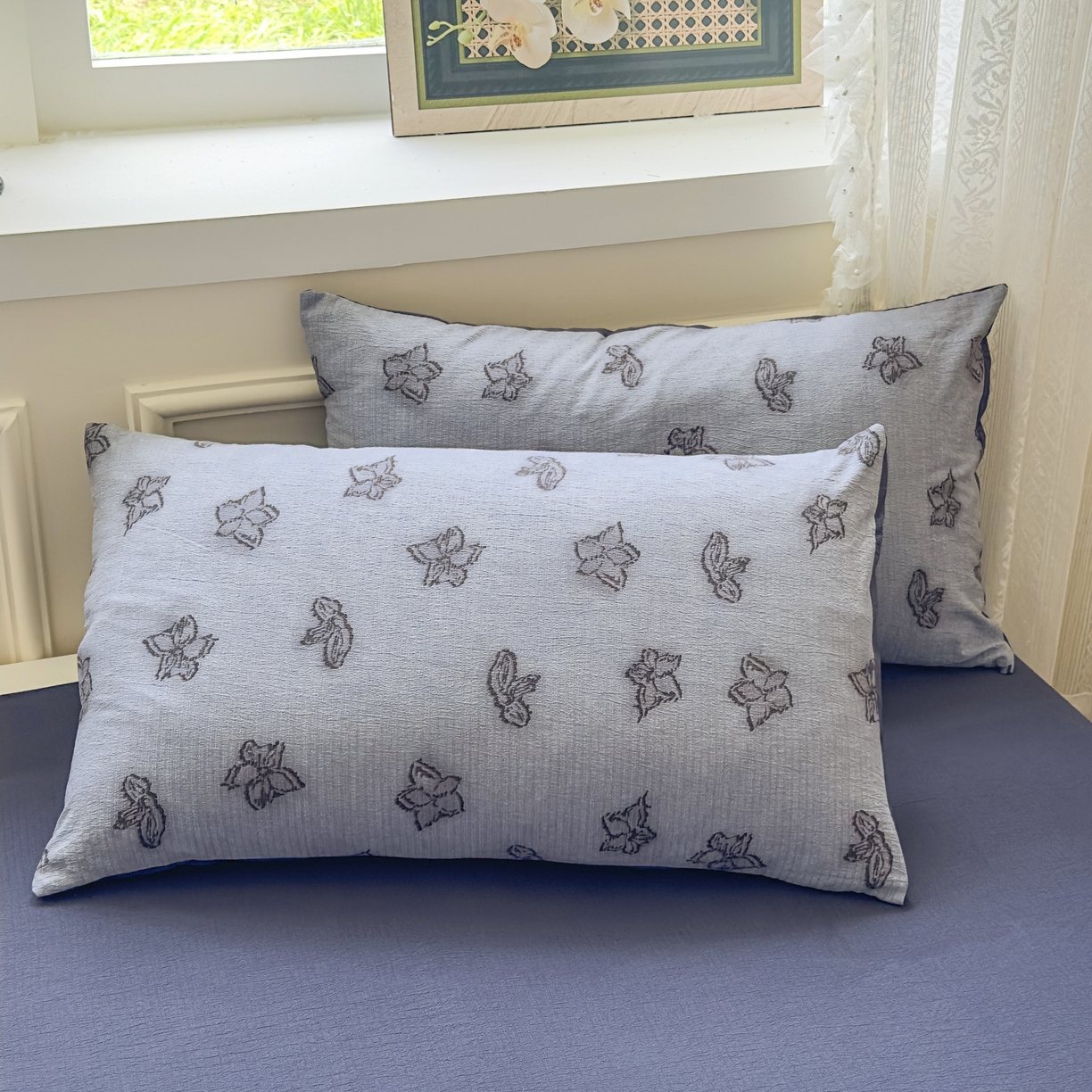 91家纺网 家纺一手货源 找家纺 亨通家纺 2025新款复古原麻双层纱臻至系列四件套 梦幻花兰